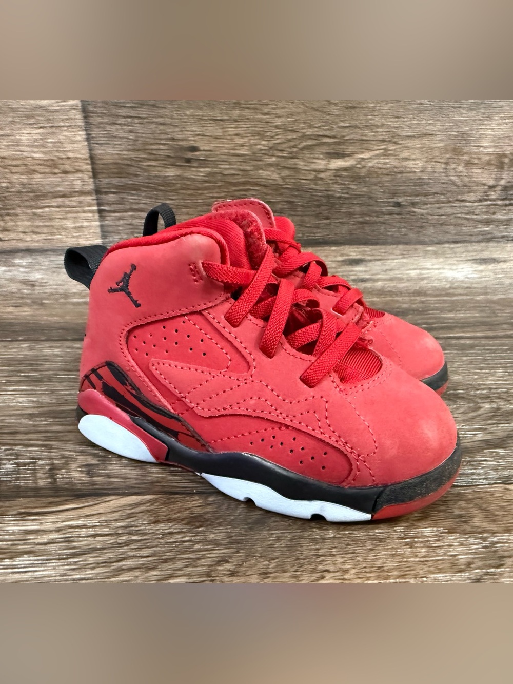 NIKE toddler's jordan mvp raging bull shoes in gym red/summit white/black 8C